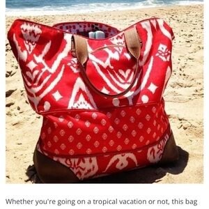 Stella & Dot Red and White Tote Bag